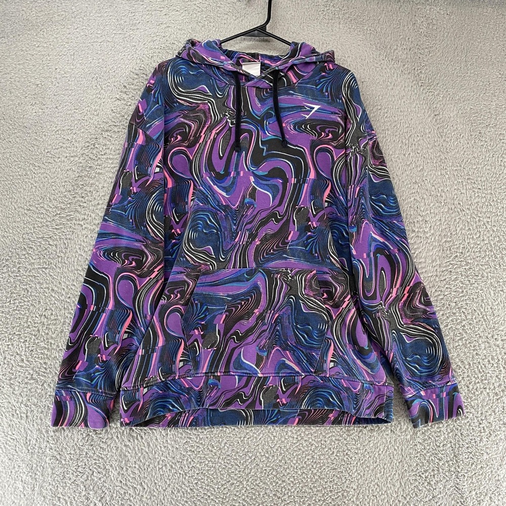 Gymshark Hoodie Size Large Purple Oversized Marble Pre Workout Pump Cover